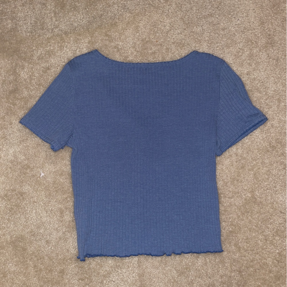 Blue Ribbed Crop Top - Picture 2 of 2
